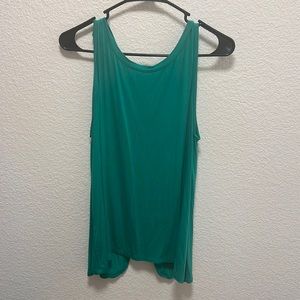 Green open back tank top, size L